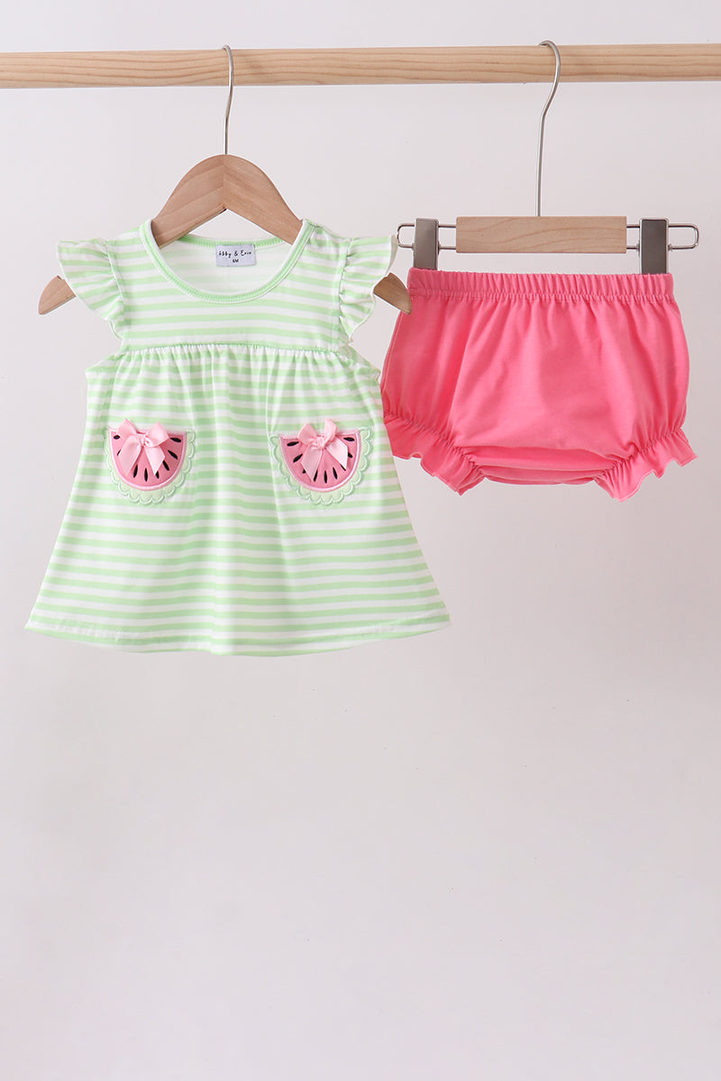 Green Watermelon Bloomer Set