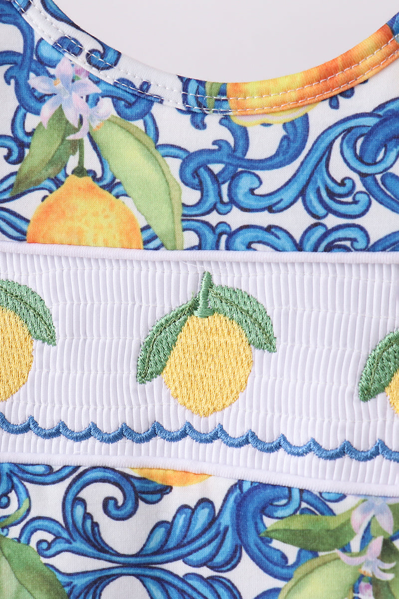 Lemon Smocked Bloomers Set