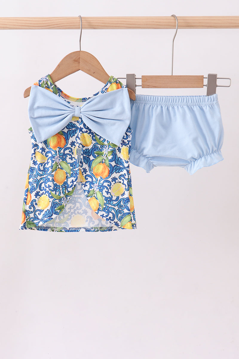 Lemon Smocked Bloomers Set
