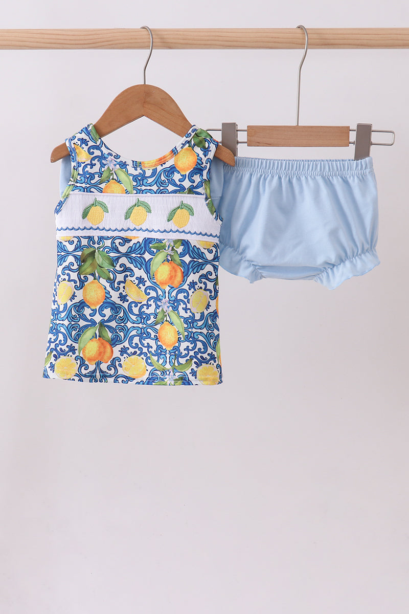 Lemon Smocked Bloomers Set