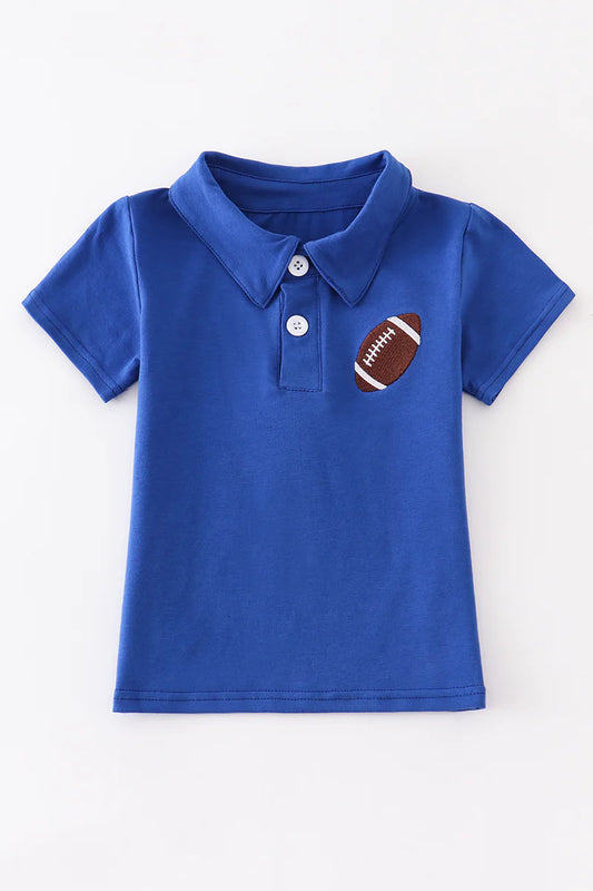 Blue Football Embroidered Polo