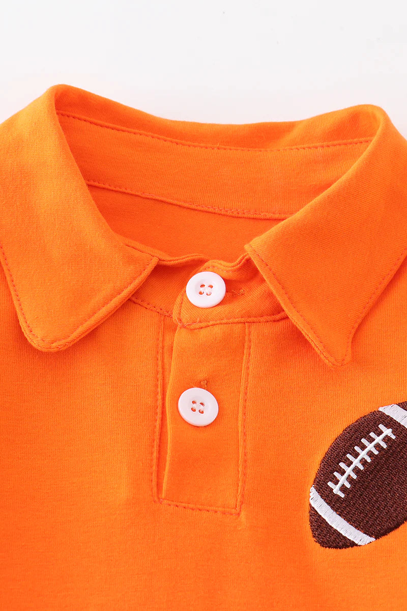 Orange Football Embroidered Polo
