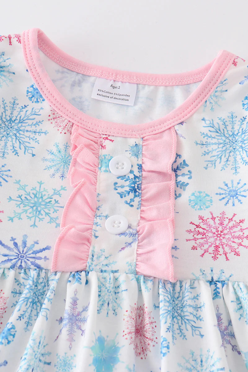 Pink Snowflake Pants Set