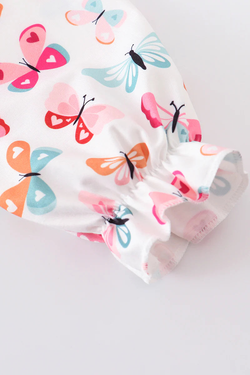 Butterfly Print Ruffle Dress