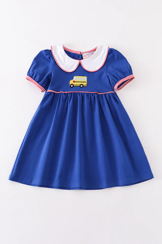 Blue Bus Embroidered Dress