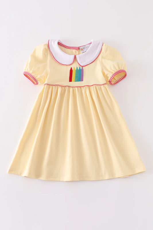 Yellow Crayon Embroidered Dress