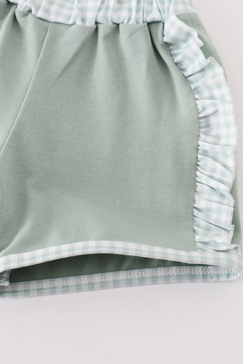 Green Gingham Ruffle Set