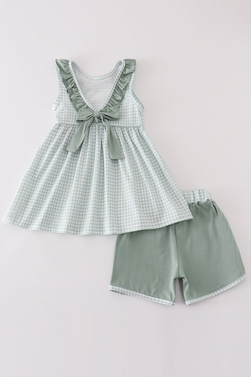 Green Gingham Ruffle Set