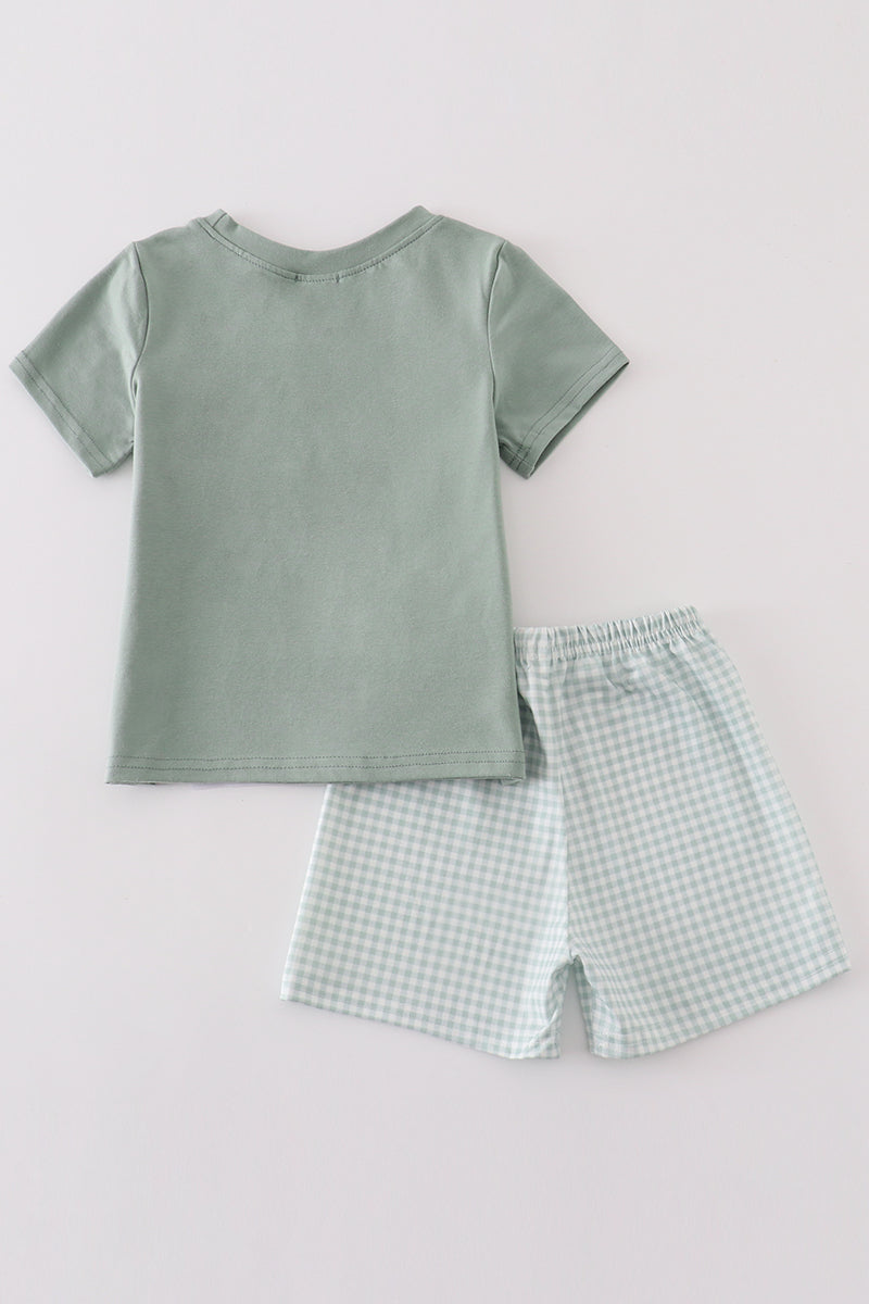 Green Gingham Pocket Set