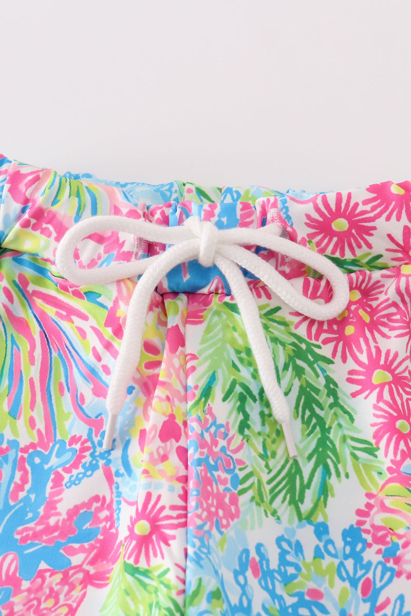 Pink Tropical Swim Trunks