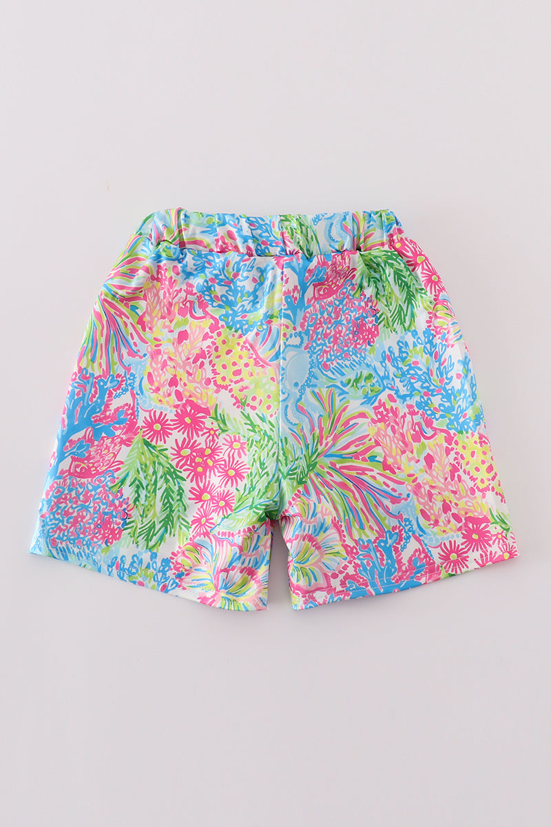 Pink Tropical Swim Trunks