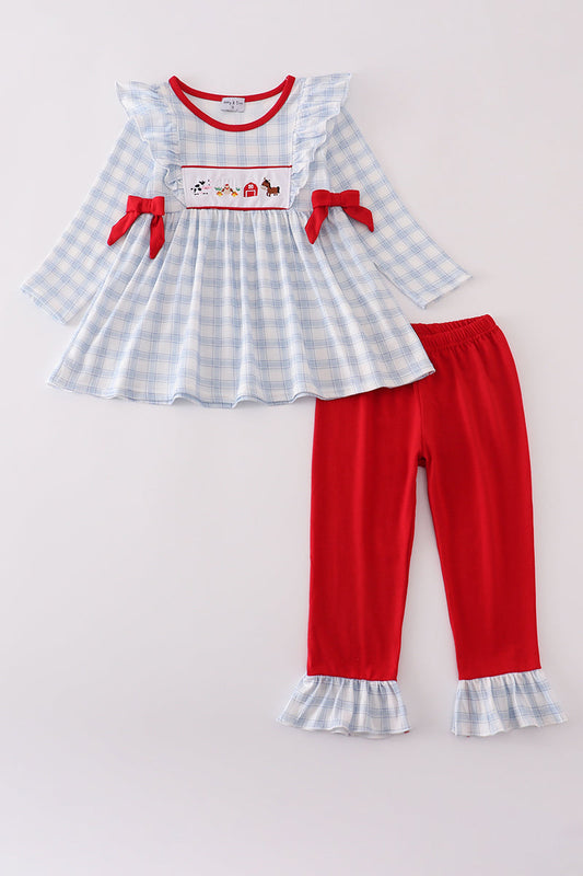 Plaid Farm Bow Set