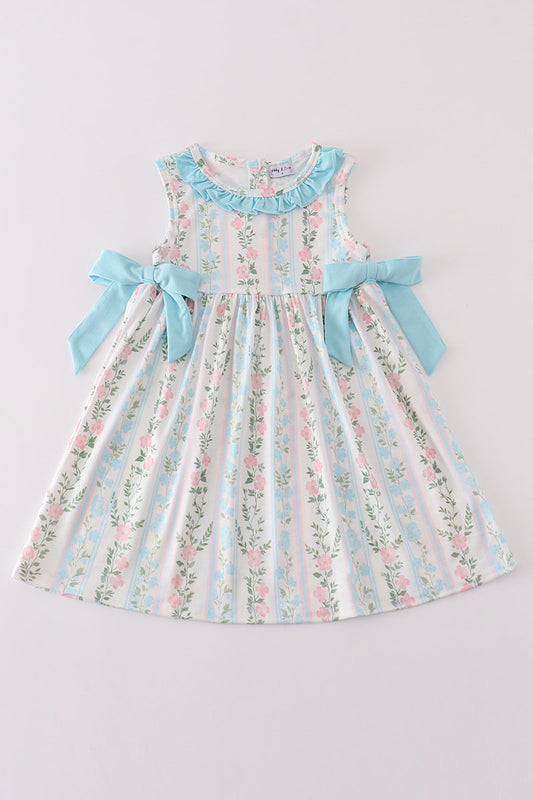 Blue Floral Bows Dress