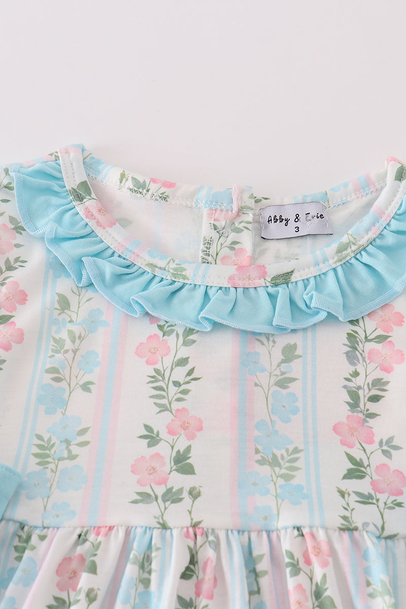 Blue Floral Bows Dress