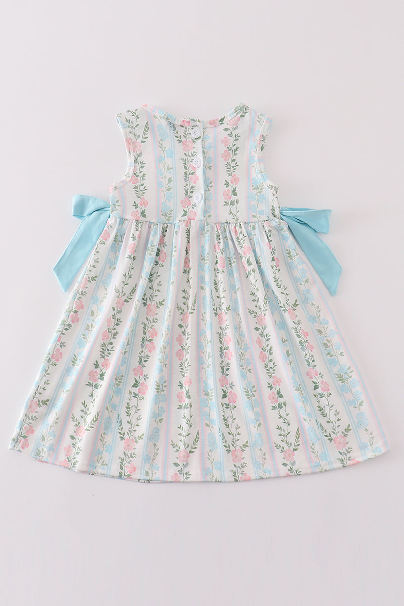 Blue Floral Bows Dress