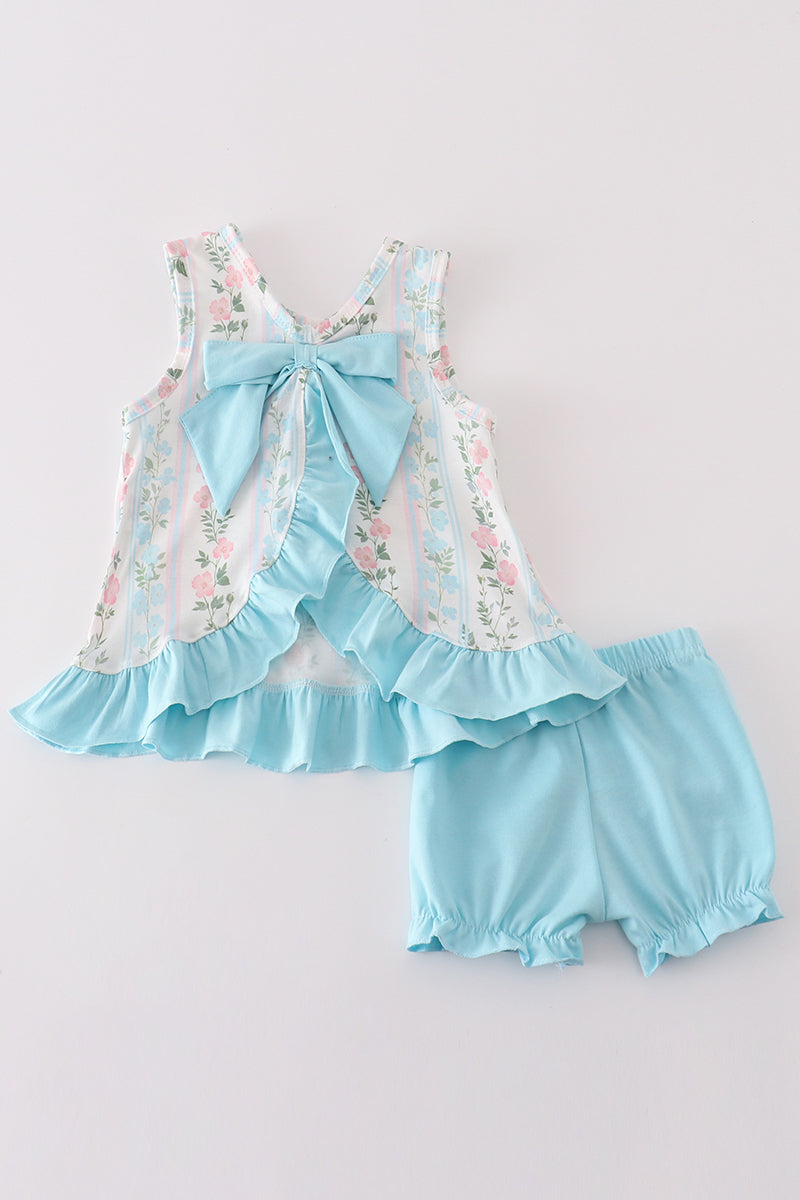 Blue Floral Bloomers Set