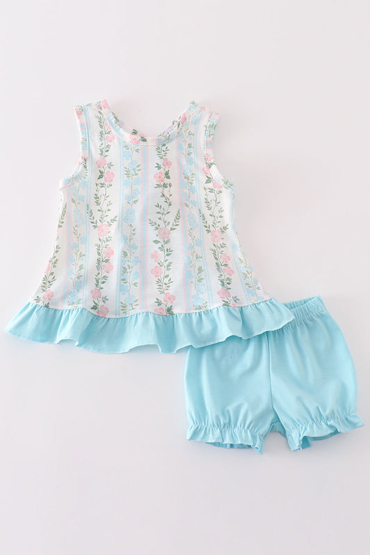 Blue Floral Bloomers Set