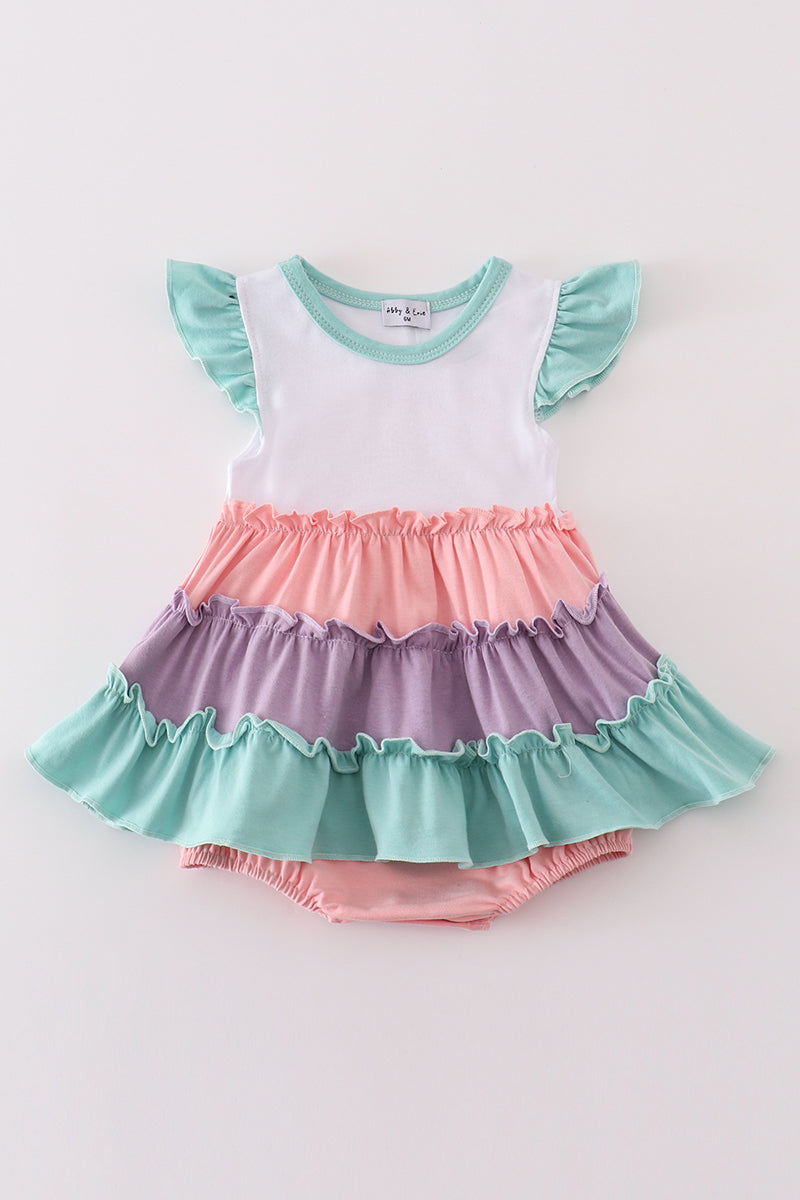 Multicolor Tiered Bubble Dress