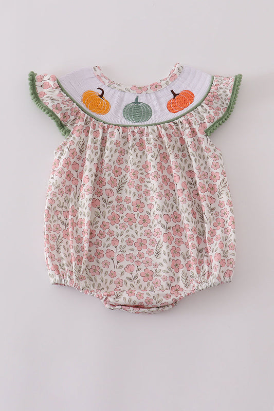 Floral Pumpkin Smocked Bubble