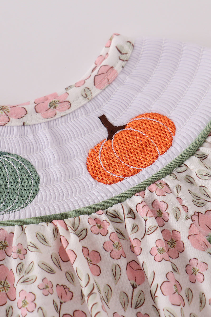 Floral Pumpkin Smocked Bubble