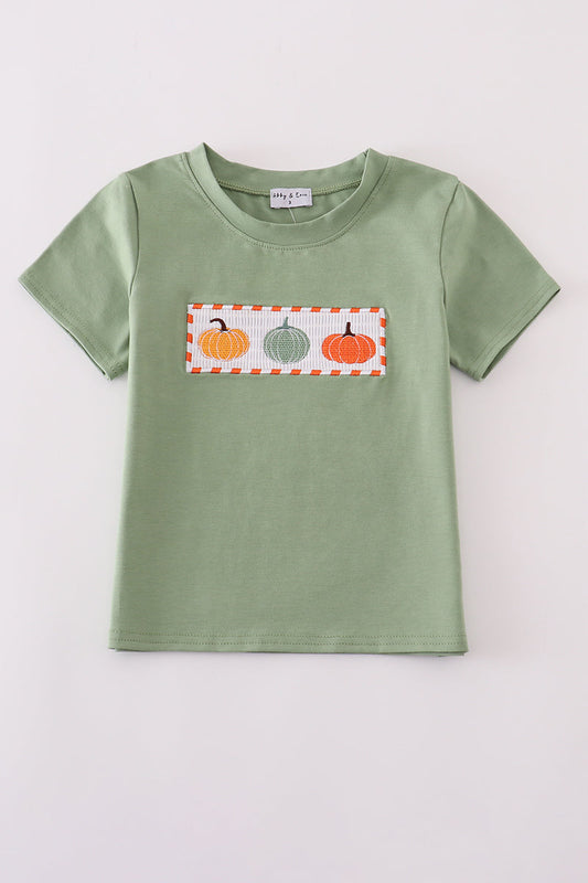 Green Pumpkin Smocked Tee
