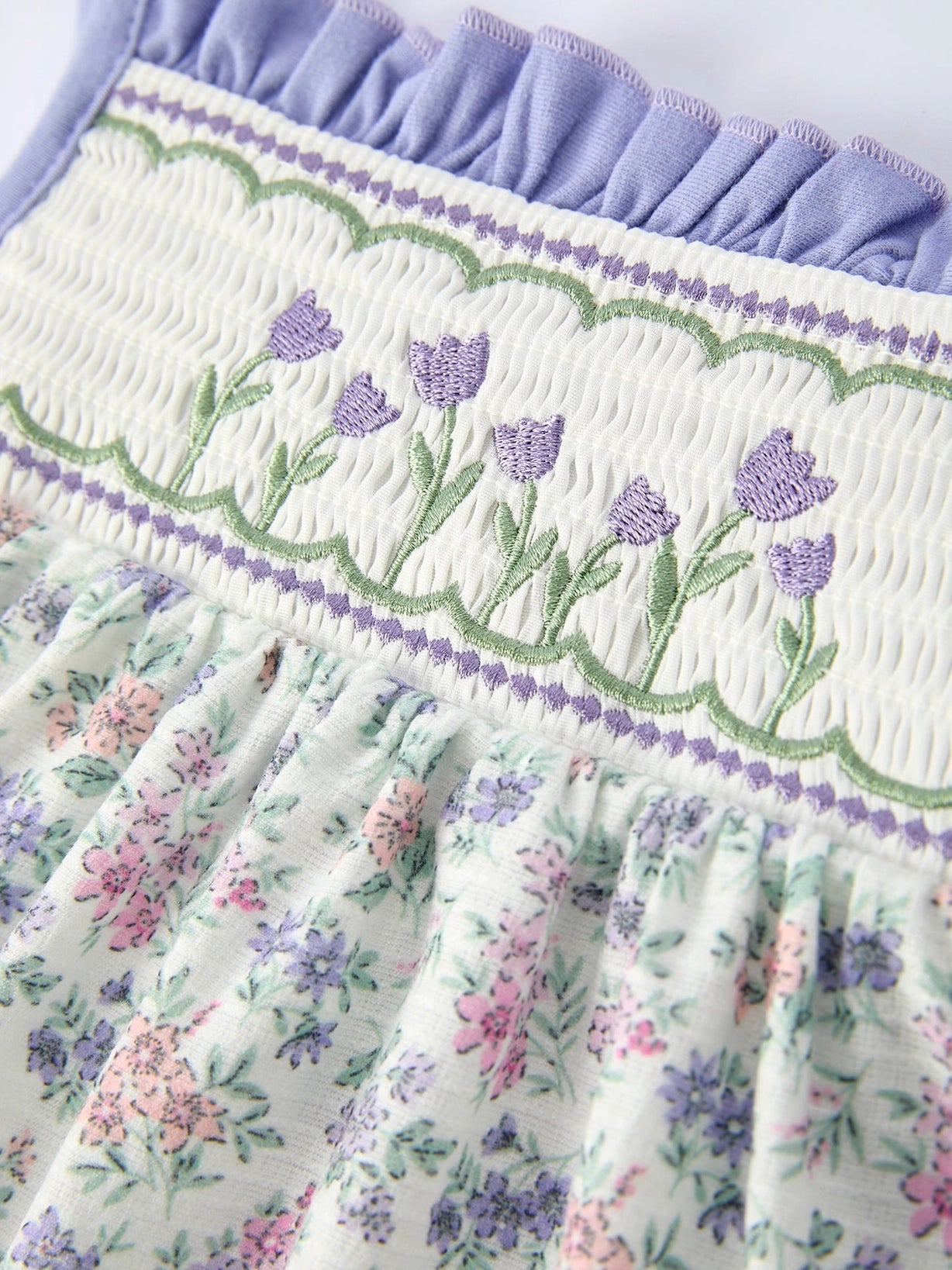 Smocked Purple Floral Dress