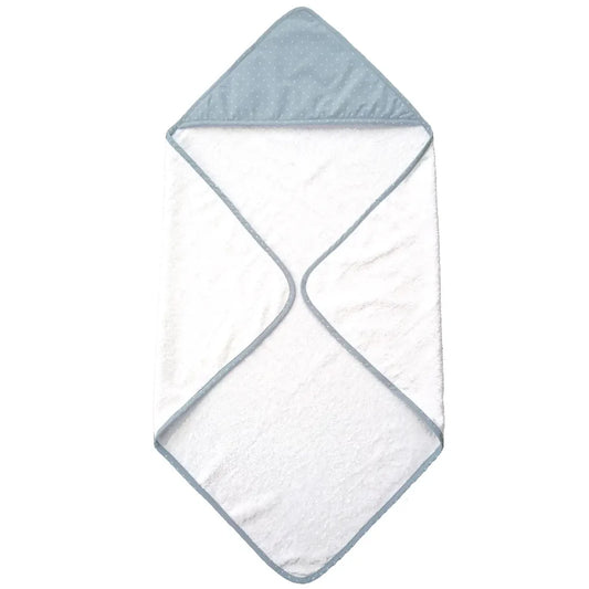 Organic Cotton Hooded Baby Towel: Ice Blue Dotty