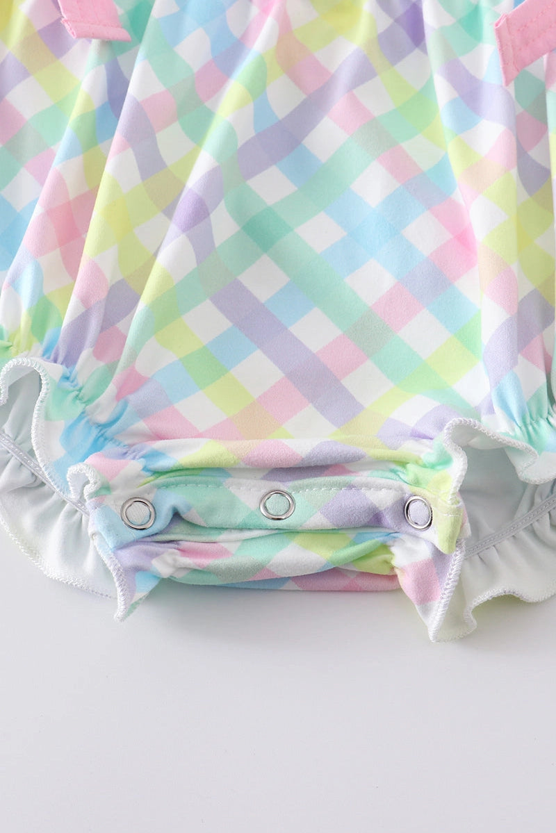 Rainbow Plaid Bow Bubble