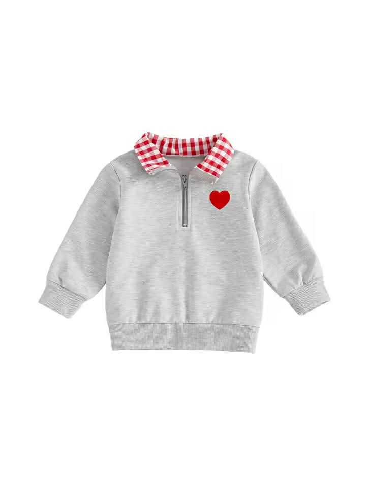 Quarter Zip Heart Pullover