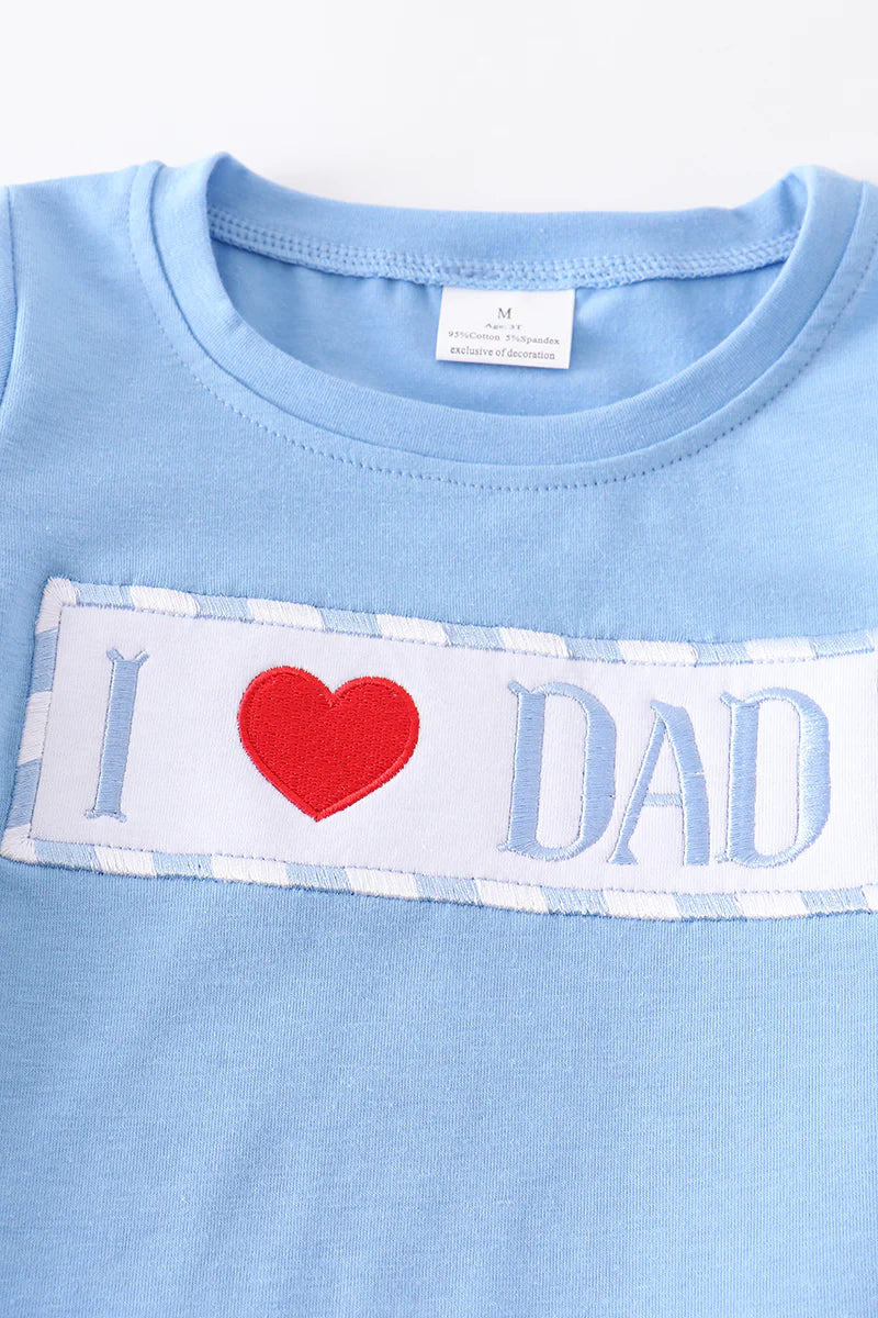 I Love Dad Embroidered Shorts Set