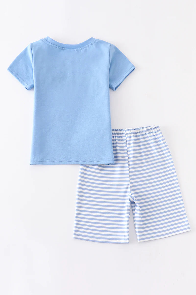 I Love Dad Embroidered Shorts Set