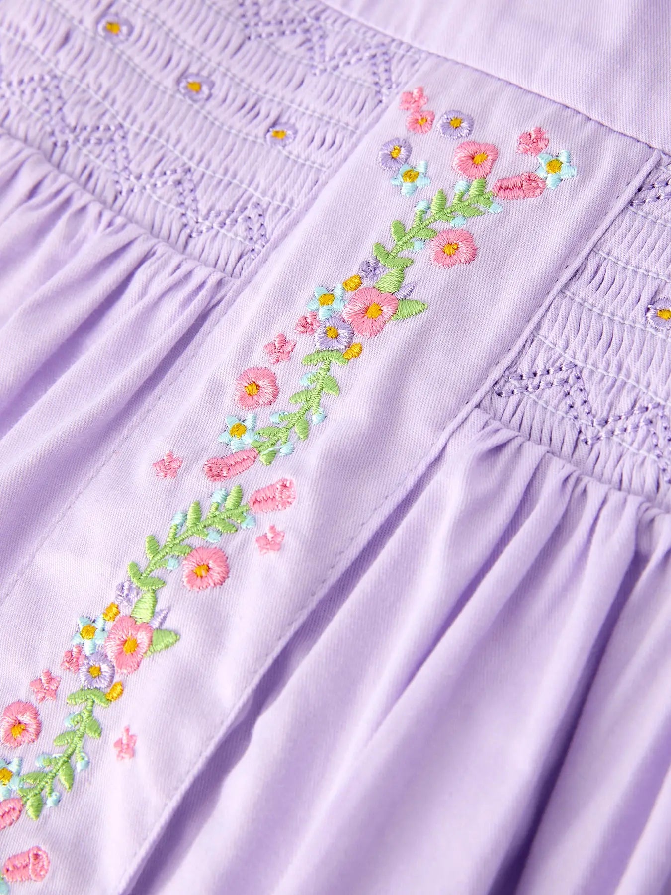 Smock/Embroidered Purple Dress