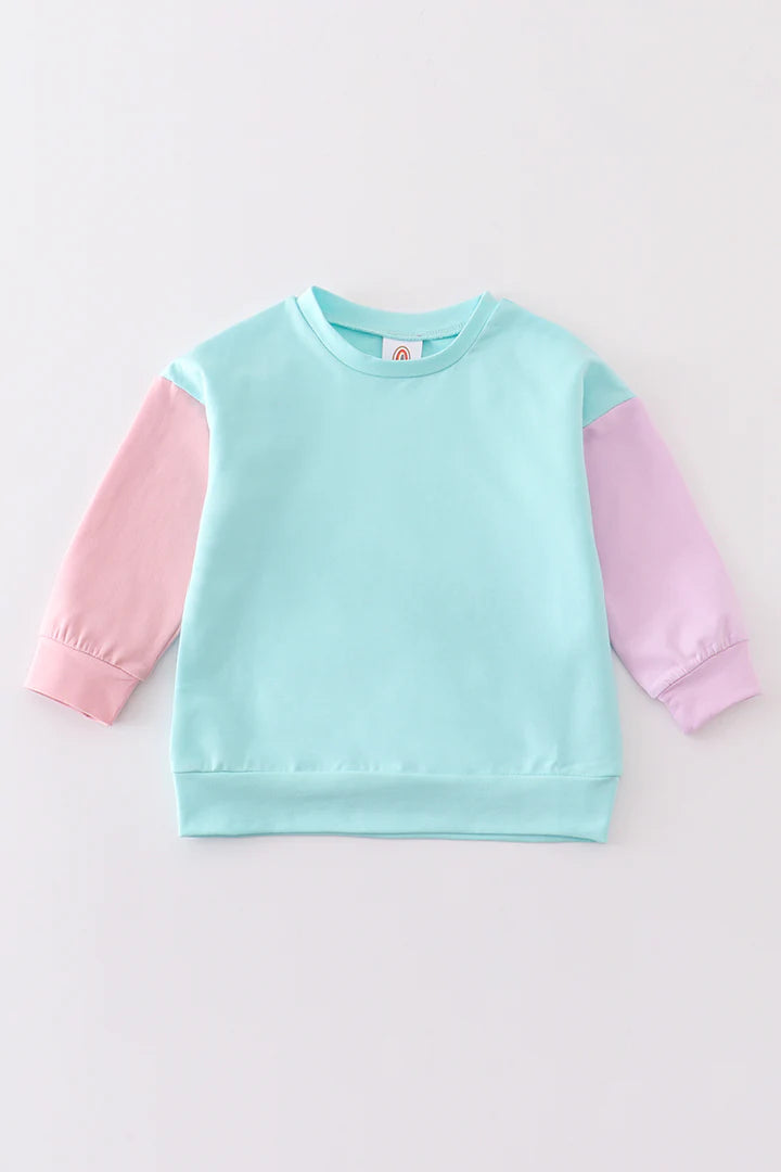 Mint Pink Colorblock Sweatshirt