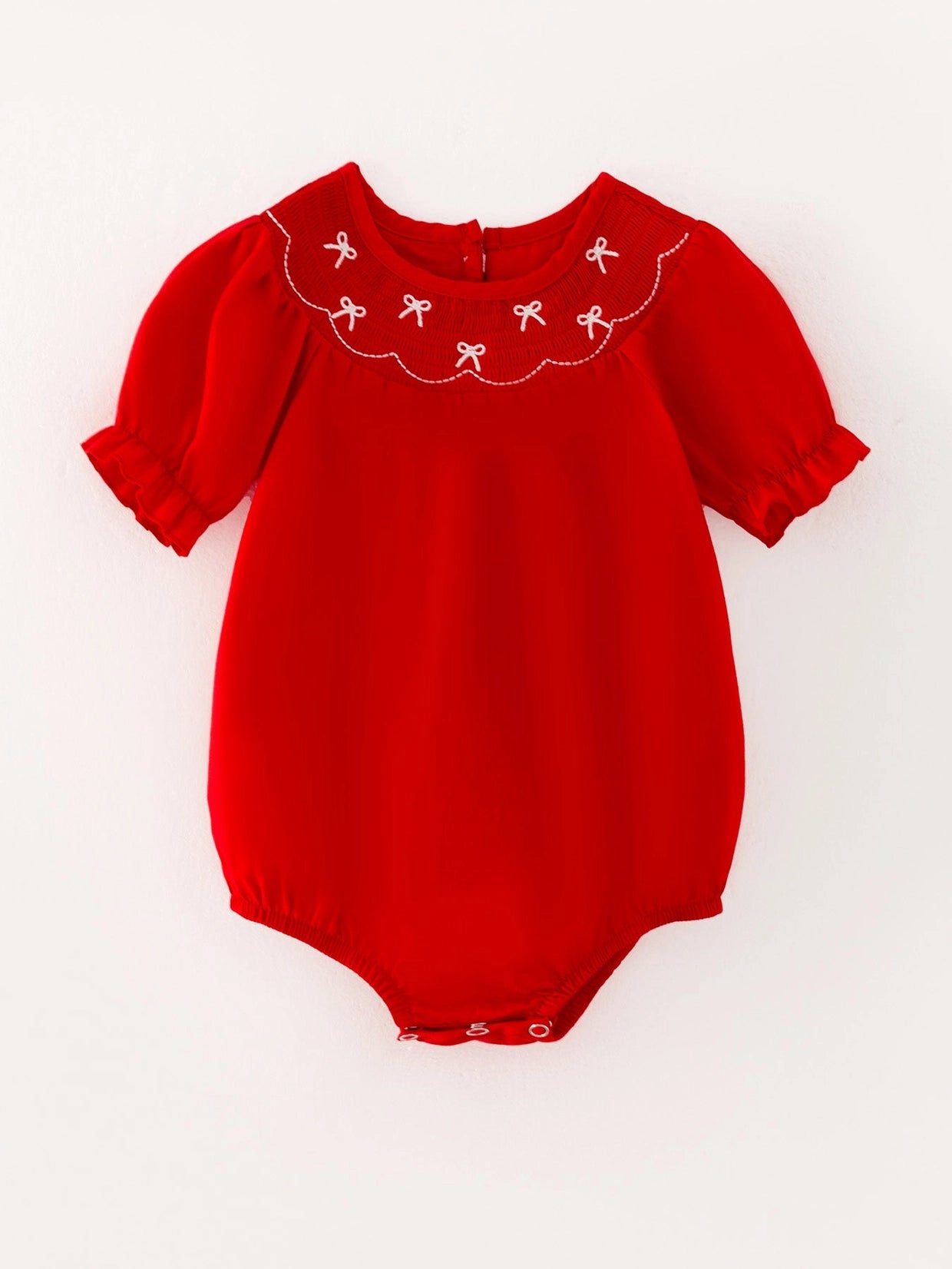 Red Bow Smocked Bubble