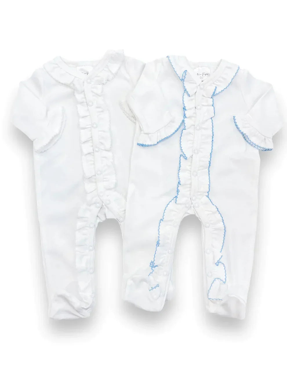 Double Ruffle Footie: White Trim