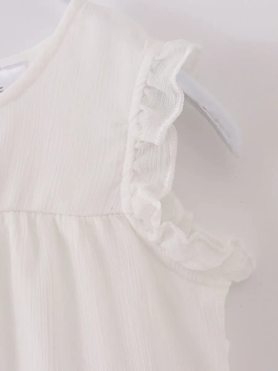 White Chiffon Ruffle Dress
