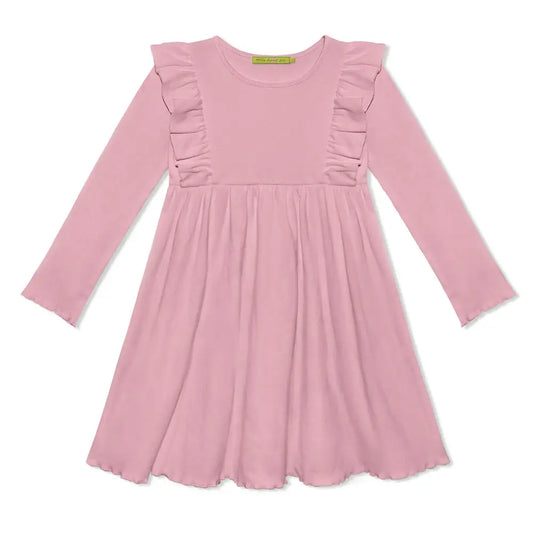 Ribbed Pink Ruffle Dres
