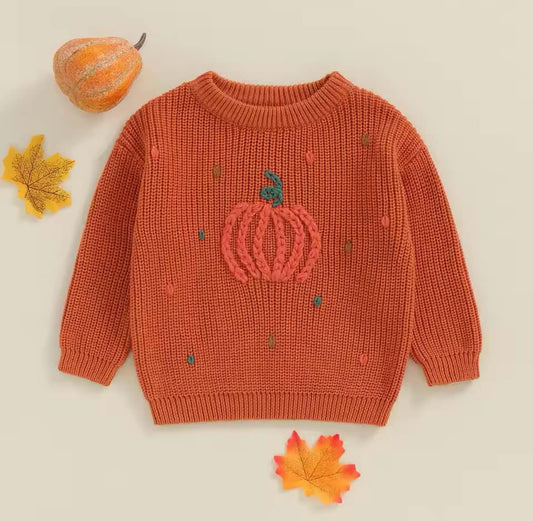 Confetti Pumpkin Knit Sweater: Orange