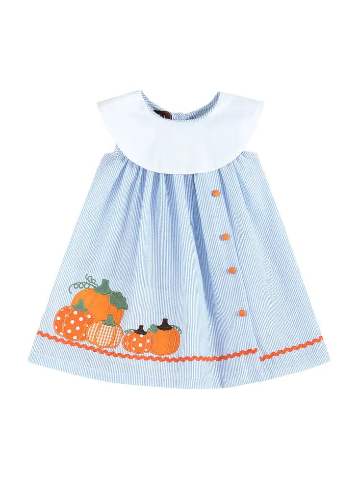 Blue Seersucker Pumpkin Dress