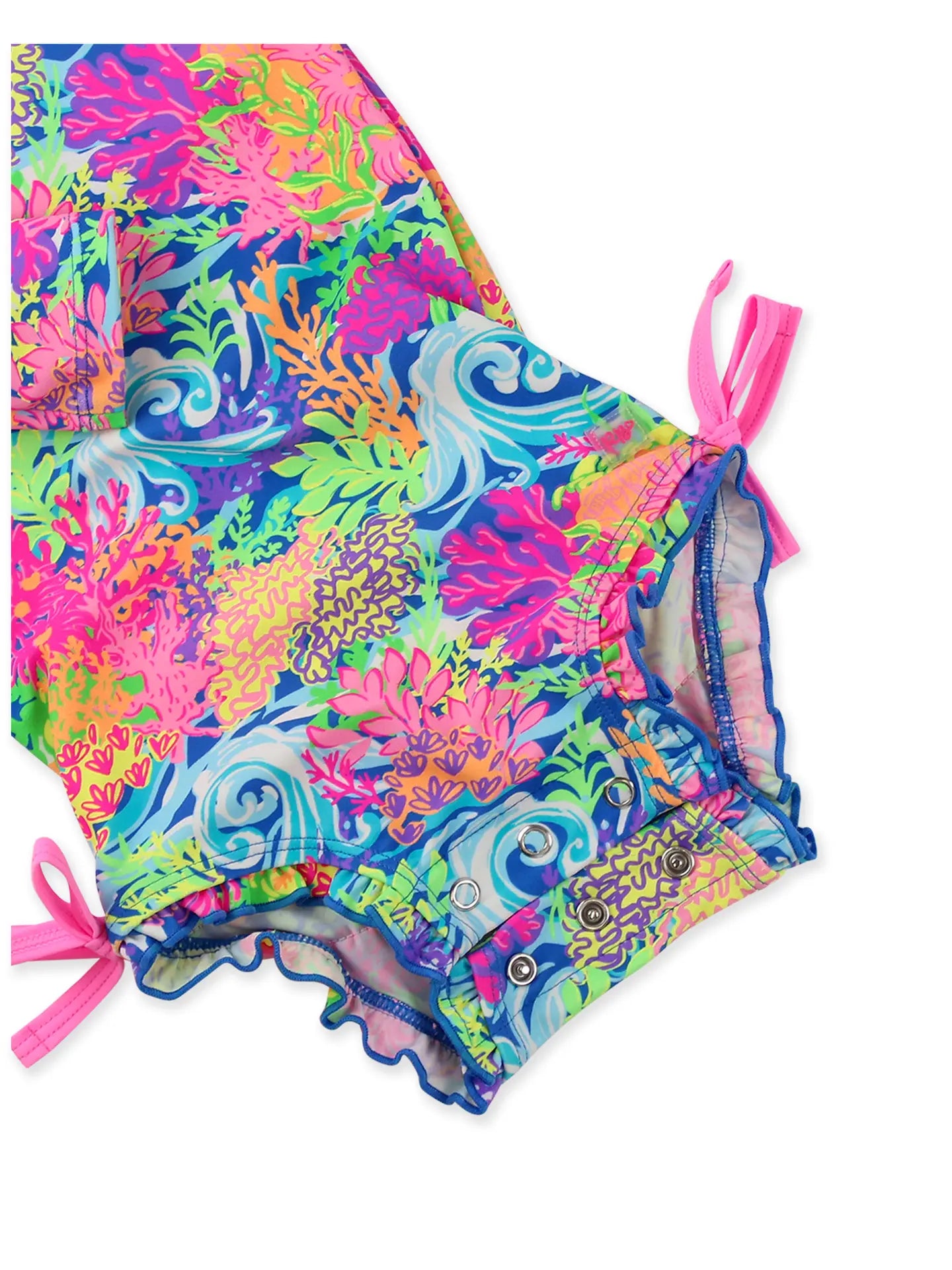 Neon Coral Ruffled One Piece