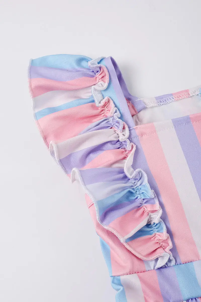Multicolored Stripe Ruffle Jumpsuit