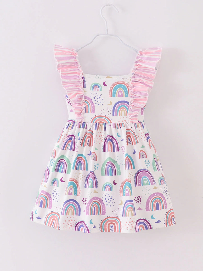 Pastel Rainbows Ruffle Dress