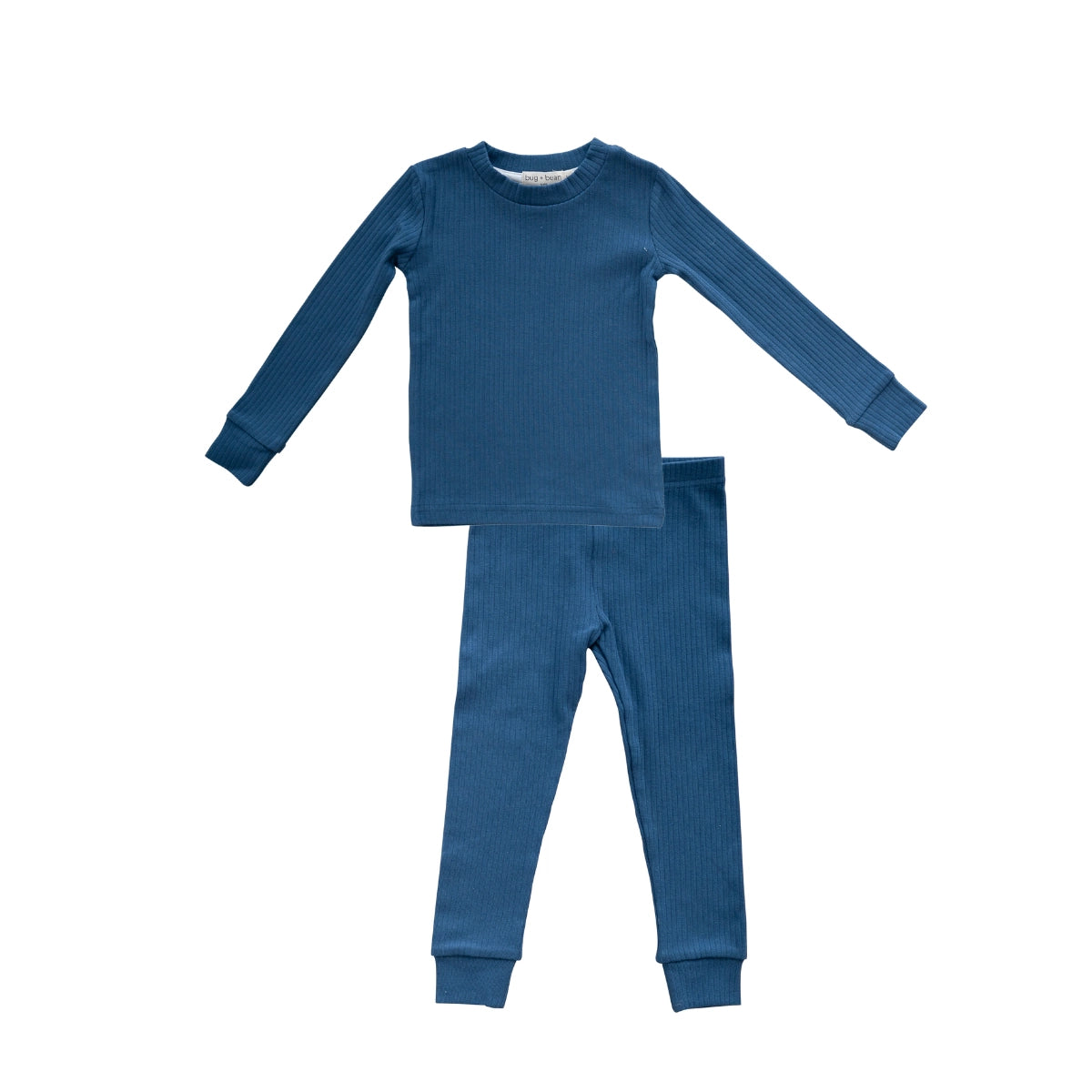 Organic Cotton Ribbed PJs: Ocean