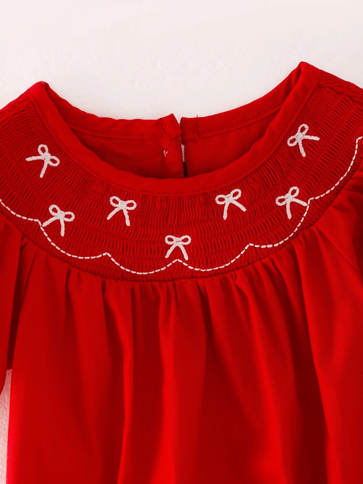 Red Bow Smocked Bubble