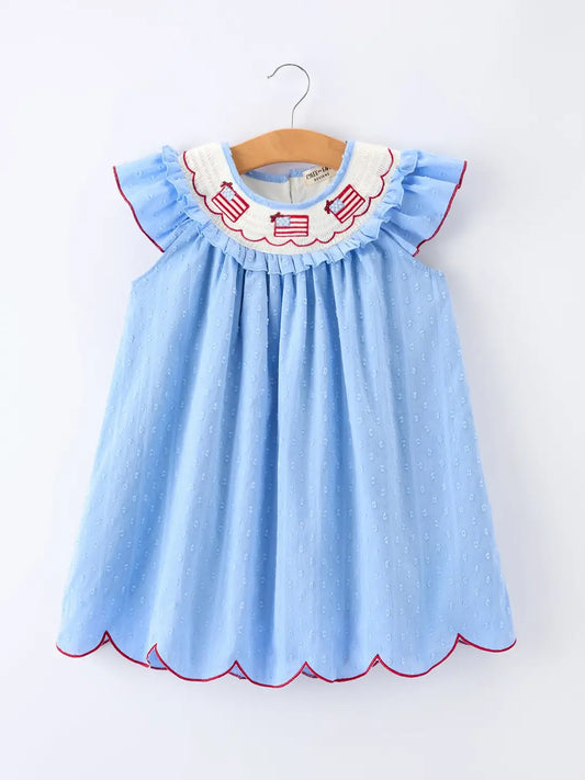Smocked Flag BittyDot Dress
