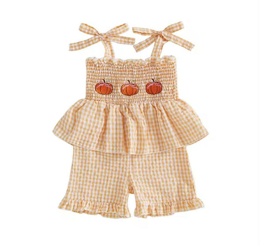 Gingham Orange Pumpkin Set