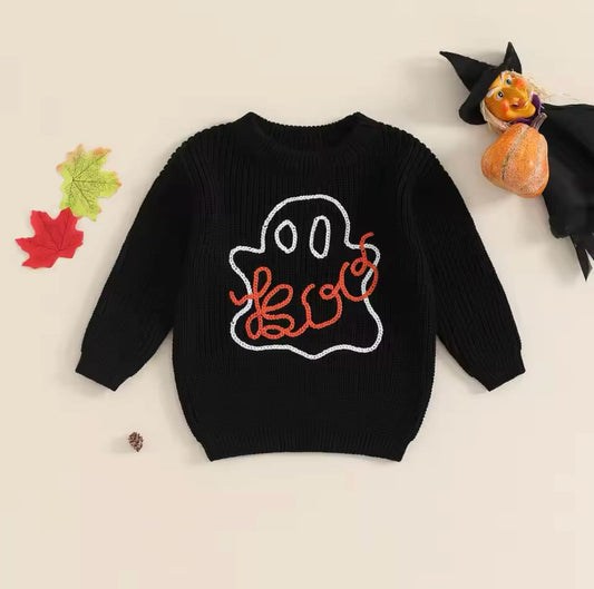 Black Ghost Boo Knit Sweater