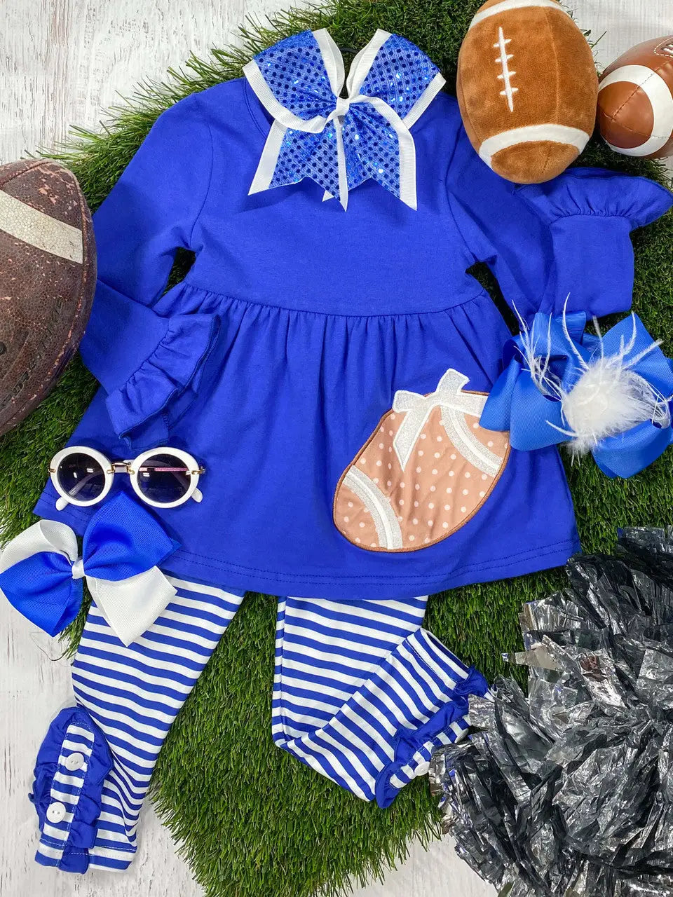 Royal Blue Football Applique' Set