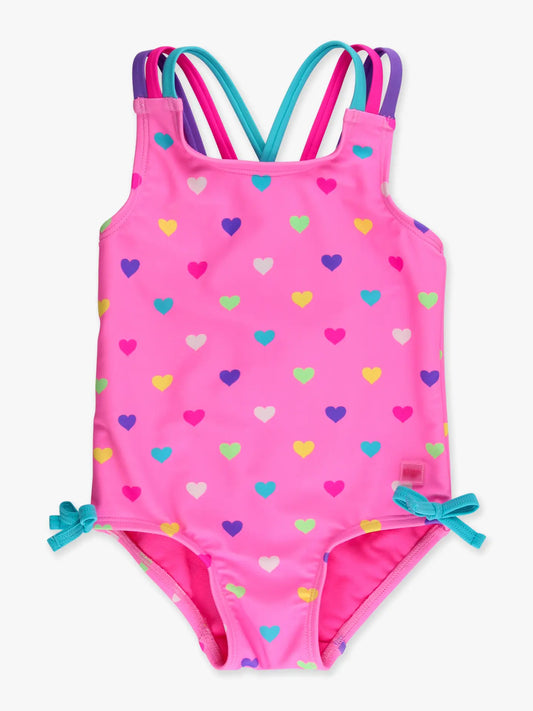 Neon Hearts Cross Back Swim