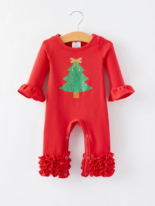 Christmas Tree Ruffle Romper